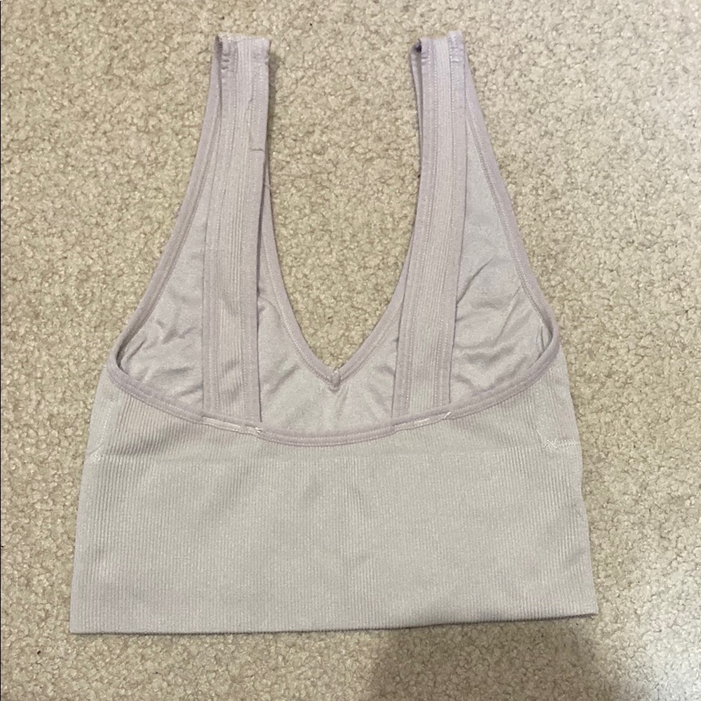 Light Tan Ribbed Crop/sports bra - Picture 2 of 3